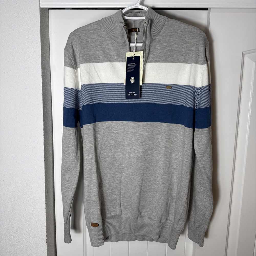 NEW Men's Mock Neck Quarter Zip Pullover Sweater Cotton Knit Casual Preppy NWT